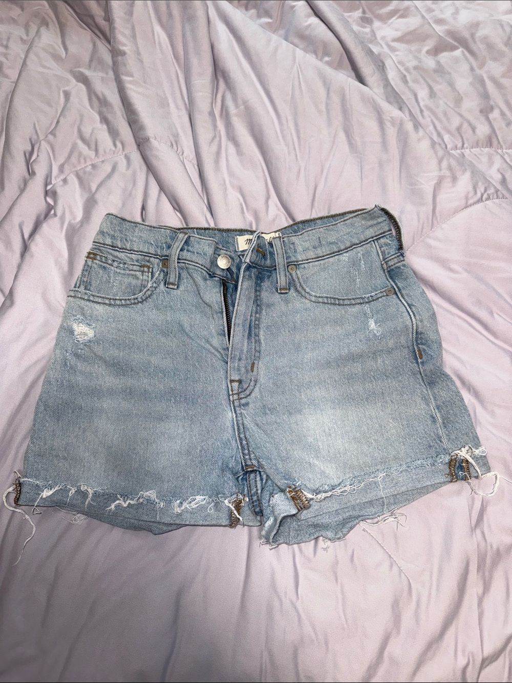 Madewell Denim High-Rise Distressed Women’s Shorts - Light Blue